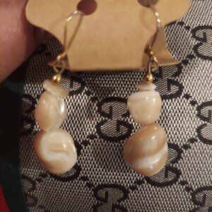 Mother of Pearl Gold Plated Locking French Wire Earrings
